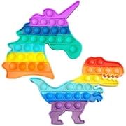 Dara & Simi Pop It Fidget Toy Set - Dinosaur Pop It and Unicorn Pop It Kids Toys - Stress Relief Fidget Toys for Boys and Girls - Autism Toys - Sensory Toys Fidget Pack - Push Pop Fidget Toy - Rainbow