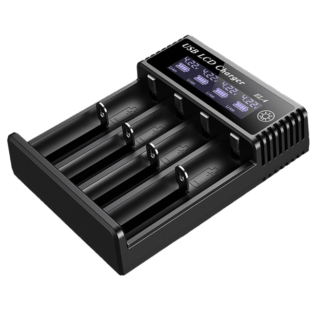 Cargador Inteligente de Batería LCD USB de 4 Ranuras Duales para Batería de Litio Recargable 18650 de 3,7 V para Baterías AA/AAA NI- de 1,2 V