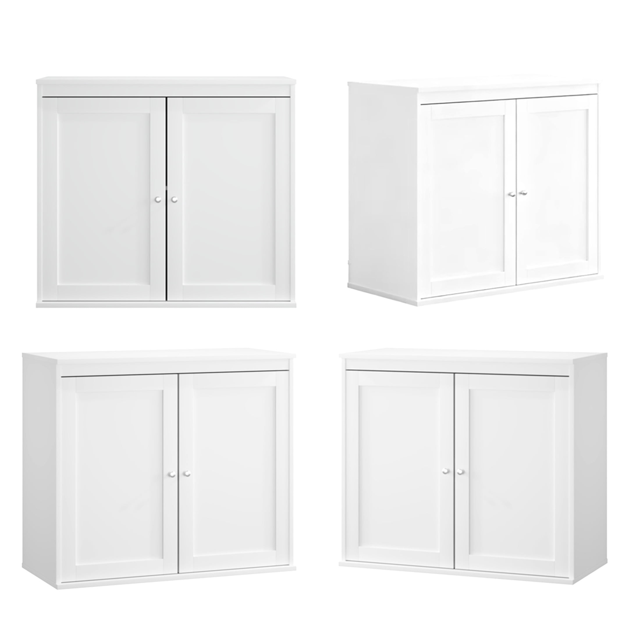 Noble House Modern Kitchen Storage Cabinet with Double Doors and Adjustable Shelves, Sideboard Buffet Cupboard, White