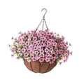 thumbnail image 2 of Flores artificiales colgantes en cesta con forro de coco para jardín y césped. Rosa, 2 of 9