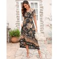 thumbnail image 5 of Yesfashion Wholesale Womens Summer 2025 Short Sleeve V Neck Floral Print Casual Midi Dresses, 5 of 8