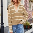 thumbnail image 2 of Siilsaa Women's Sweater Long Sleeve Sweaters for Women Fashion V Neck Waffle Knit Sweater Tops Fall 2024 Outfits Loose Pullover Khaki,M, 2 of 4
