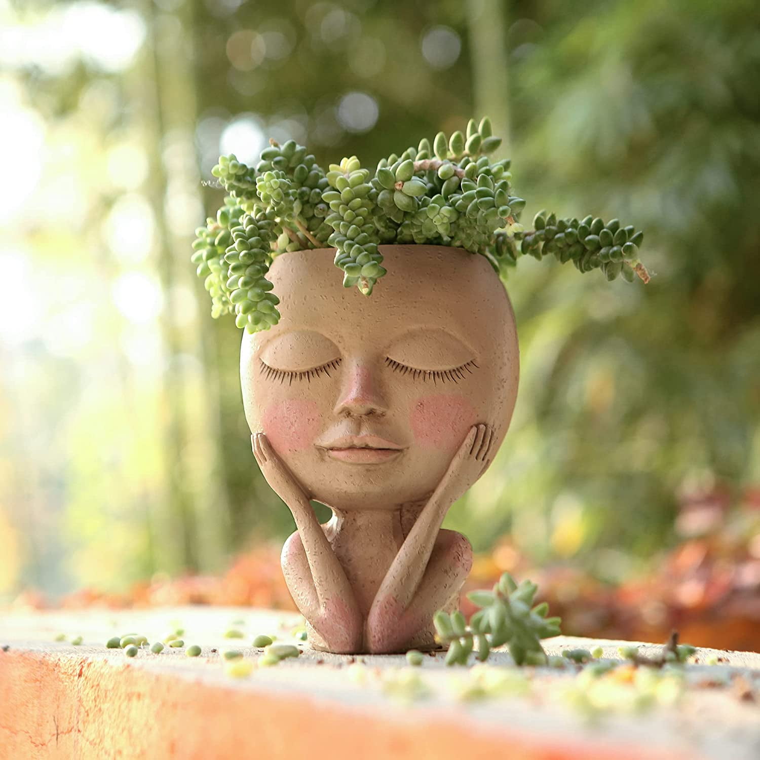 XGeek Face Planter Pots Head Planter, Succulent Planters, Face Flower