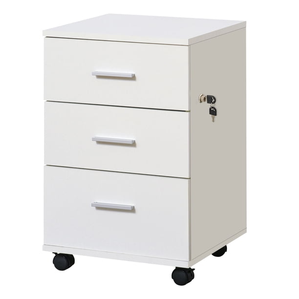 Vinsetto 3 Drawer File Cabinet with Lock and Wheels Mobile Filing ...