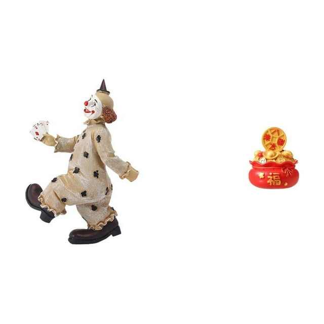 Figuras de payasos,Estatua de payaso,escultura,adorno de mesa,Escultura de escritorio,Estatua de la Cuenca del Tesoro Feng Shui Regalo de Cumpleaños,Adorno de mesa artesanal para decoración