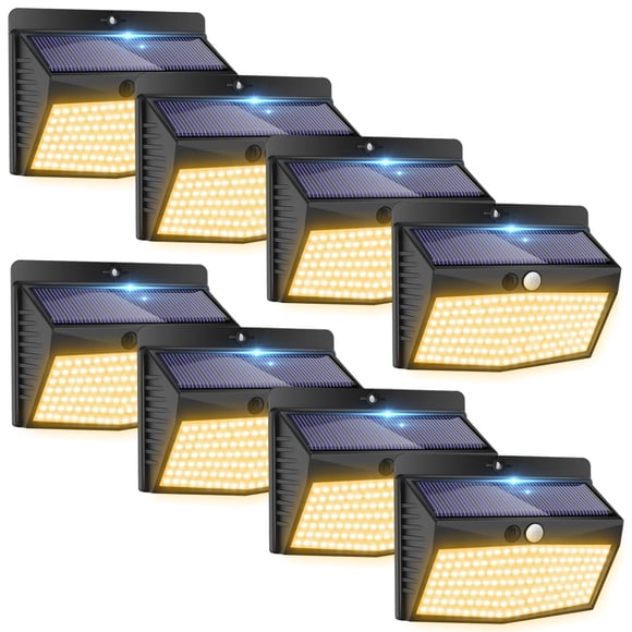 Solar Lights Outdoor, [ 8 Pack/138LED ] Solar Motion Sensor Light Outdoor with 3 Lighting Modes Wireless Waterproof Solar Wall Li