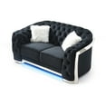 thumbnail image 3 of Glory Sapphire Black Velvet Loveseat With LED Accent Lighting, 3 of 7