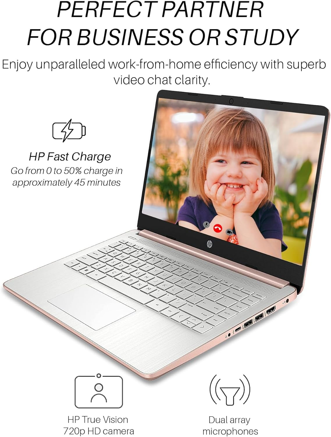 HP Stream 14" Laptop for Student Business, Intel Quad-Core N4120, 16GB RAM, 384GB Storage(128GB eMMC+256GB Micro SD), 1-Year Microsoft 365, Windows 11 Pro