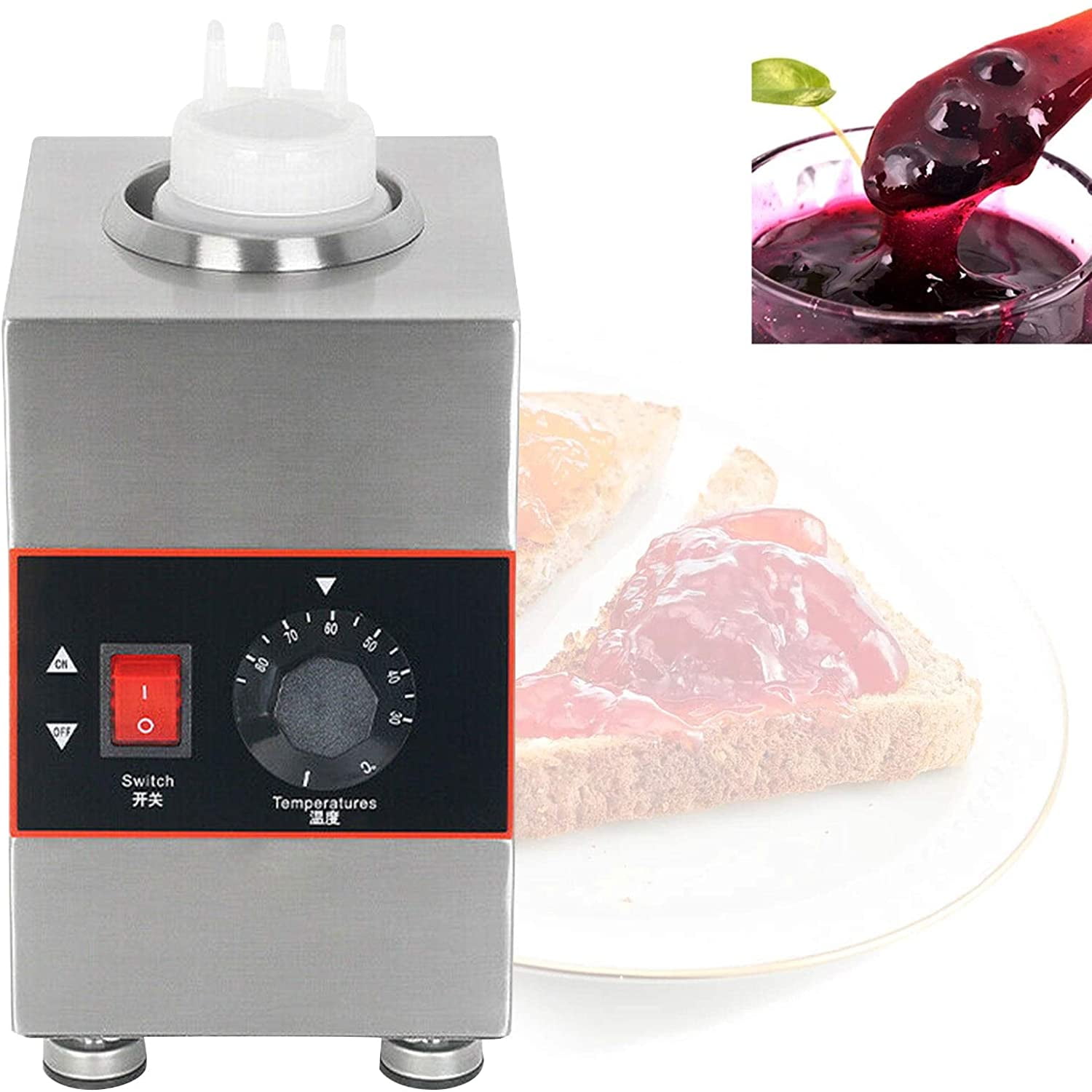 Miumaeov Commercial Sauce Warmer,Electric Pump Dispenser, Food Sauce Warmer Heater, Jam Heat