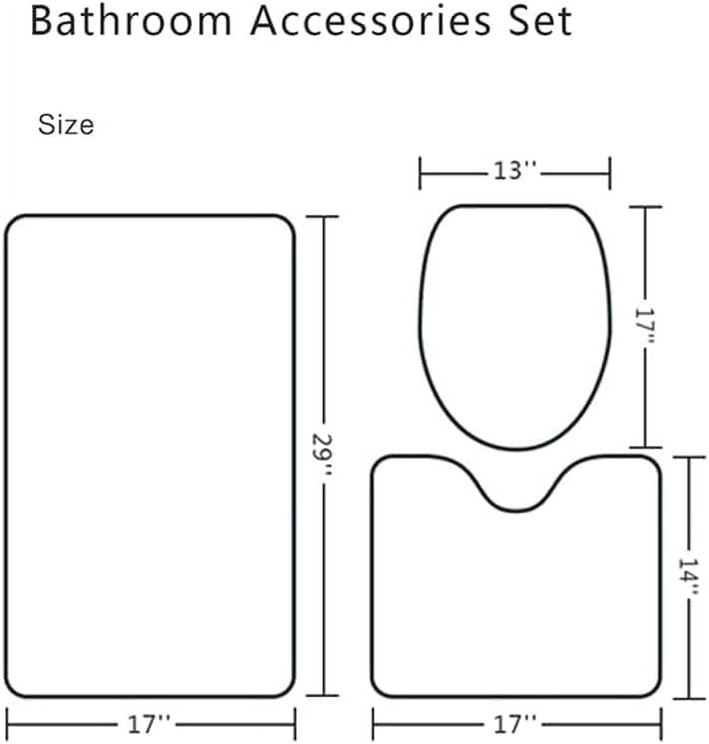 Rustic Farmhouse Bath Mat Set, Farm Gray Daisy Floral Flowers and Butterfly on Country Wooden Bathroom Mat Set with Non-Slip Bath Rug, Soft Toilet Lid Cover and Contour Mat, Turquoise Gray (Gray)