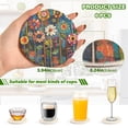 thumbnail image 2 of Yayeee 6 PCS Drink Coasters with Holder Set Woven Absorbent Round Tabletop Hot Pad, Blue Colorful Flowers, 2 of 7