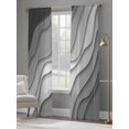 thumbnail image 4 of Black Grey Ombre Semi Sheer Window Curtains 84 Inches Long, Modern Geometric Abstract Aesthetic Cream Rod Pocket Voile Silky Chiffon Curtain Light Filtering Drapes for Living Room, 52"x84", 2 Panels, 4 of 9
