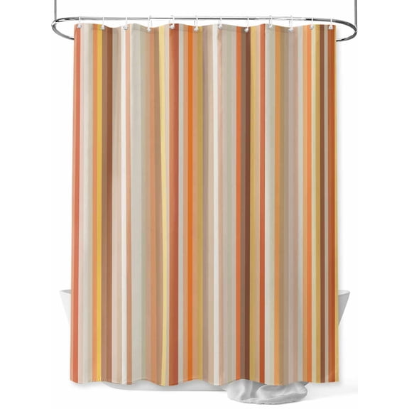 Boanket Polyester Fabric Burnt Orange Striped Shower Curtain, Farmhouse Orange Ombre Stripes Waterproof Bathtub Curtain Bathroom Decor Set with Hooks 54 x 78 Inches,