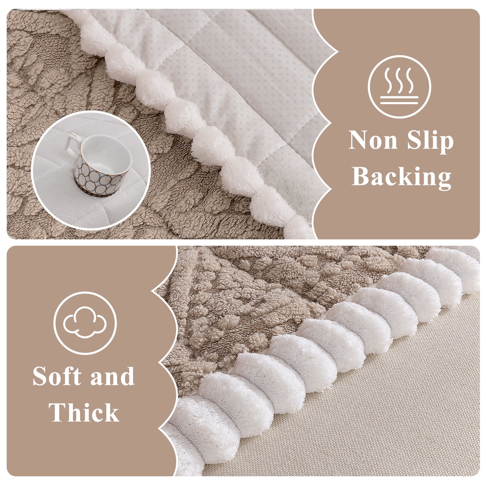 Vaukki 27.6"×59" Geometric Jacquard Sofa Slipcover,Non-Slip Washable Pet Friendly Couch Cover Furniture Cushion Protector for Dogs Cats,Coffee