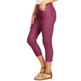 thumbnail image 3 of Women's Ultra Stretchy Classic 5 Pocket Jeggings, Capri, Plum, S, 3 of 5