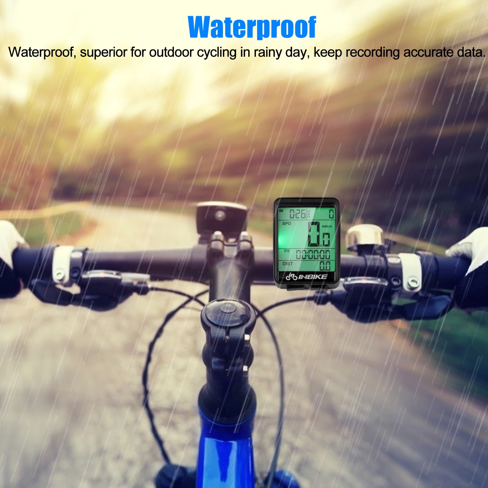 Bicycle Odometer and Speedometer Waterproof LCD Automatic Wake-up Backlight Motion Sensor for Biking Cycling Accessories Wireless Bike Computer 