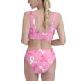 thumbnail image 3 of Daiia Breast Cancer Awareness (3) printed 2 piece Swimsuit Bikinis for Women High Waisted Racerback Bathing Suits Summer Tummy Control Scoop Neck Swimwear-X-Large, 3 of 8