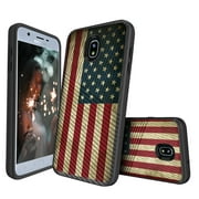 MINITURTLE Case Compatible w/ Samsung Galaxy J7 2018, J7 V 2nd Gen, J7 Aero, J7 Star, J7 Top, J7 Crown, J7 Aura, J7 Refine, J7 Eon [Perfect Fit Case] Embossed Grip Texture - American Flag