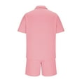 thumbnail image 5 of Stamzod Mens Track Suits 2 Piece Set Summer Solid Color Turndown Short Sleeve Shirts and Shorts Loungewear Daily Casual Loose Outfits for Men with Pocket Pink M, 5 of 6