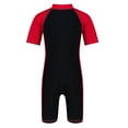 thumbnail image 2 of Sinleey Kids Boys Girls One Piece Swimsuit Rash Guard Jumpsuit Bathing Suit Swimwear UPF 50+ Red&Black 14, 2 of 3