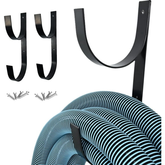 2 Pcs Supports de Perche de Piscine Larges en Aluminium Noir Robuste avec Vis Supports de Tuyau de Piscine pour Perches Télescopiques Écumoires Filets Brosses