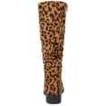 thumbnail image 2 of BLISSFUL STEP Women's Slouch Knee High Boots Round Toe Low Block Heel Faux Suede Boots Leopard 11, 2 of 7