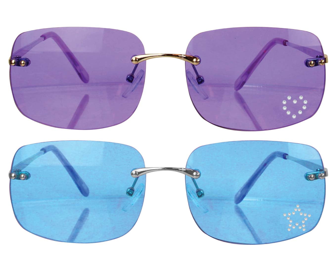 Justice Girls' Frameless Sunglasses Set, Lilac and Blue, 2-Pack_voghion.com