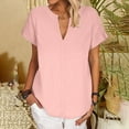 thumbnail image 4 of Nrmvnmi Womens Linen T Shirts Basic V Neck Tee Loose Fitting Casual Short Sleeve Tops For Mothers day gifts, 4 of 8
