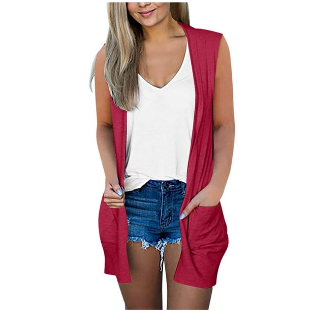 Frostluinai Sleeveless Cardigans For Women Sweater Vest Lightweight Long  Vests Draped Lightweight Open Front Cardigan Layering Vest With Side Pockets  - Walmart.com