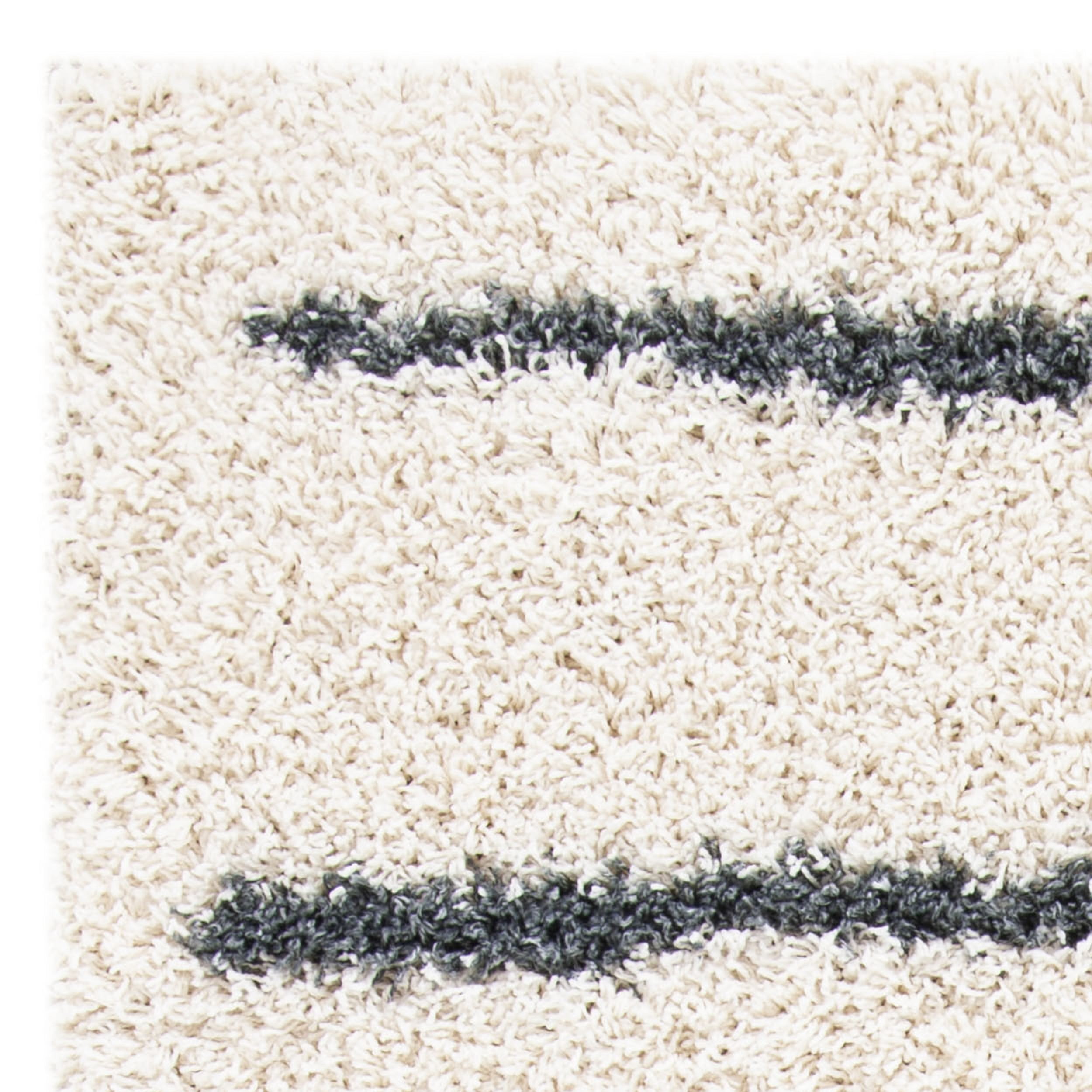 SAFAVIEH Venus Anuki Striped Shag Area Rug, Ivory/Dark Grey, 5'3" x 7'6"