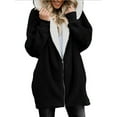 thumbnail image 4 of Ladies Plus Size Hooded Jacket Women Casual Full Zipper Coat Mid-Length Warm Wool Fleece Outerwear Jackets for Juniors Girls Plus Coat, 4 of 4