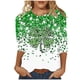 thumbnail image 3 of TaTaai Women's Irish Holiday T-Shirt Round Neck 3/4 Sleeve Loose Fit Green Print St. Patrick's Day Theme Casual Spring Top Gift, 3 of 5
