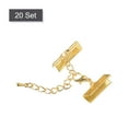 thumbnail image 3 of Unique Bargains 20Sets Ribbon Crimp Clamp Ends with Lobster Claw Clasps & Chain 20mm Gold Tone, 3 of 7