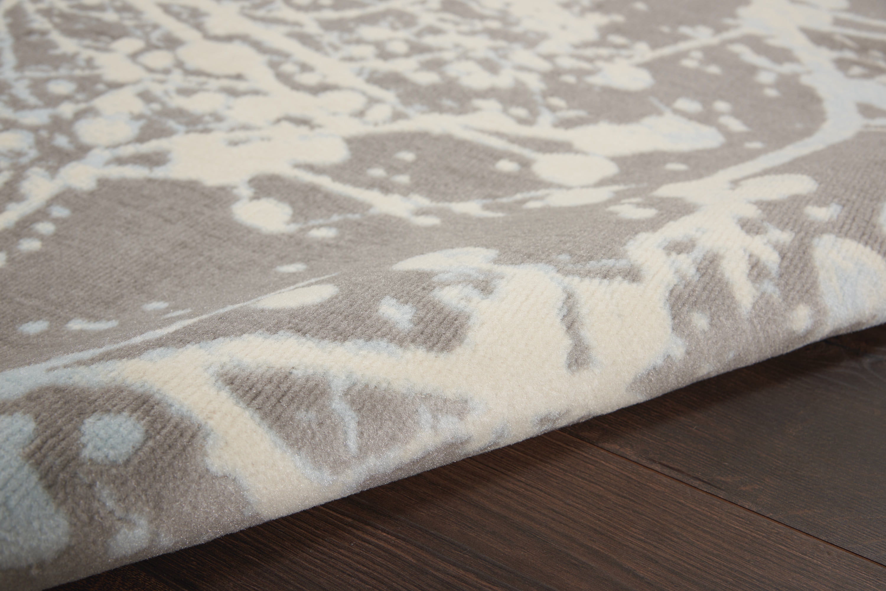 Nourison Bliss Modern Botanical Grey 5'3" x 7'3" Area Rug, (5' x 7')
