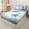 thumbnail image 2 of Erosebridal Ocean Animals Zipper Full Size Comforter Sets with Fitted Sheet and 2 Pillowcases,Watercolor Whale Coral Zipper Bedding Set For Boys,Reversible,4pcs, 2 of 7