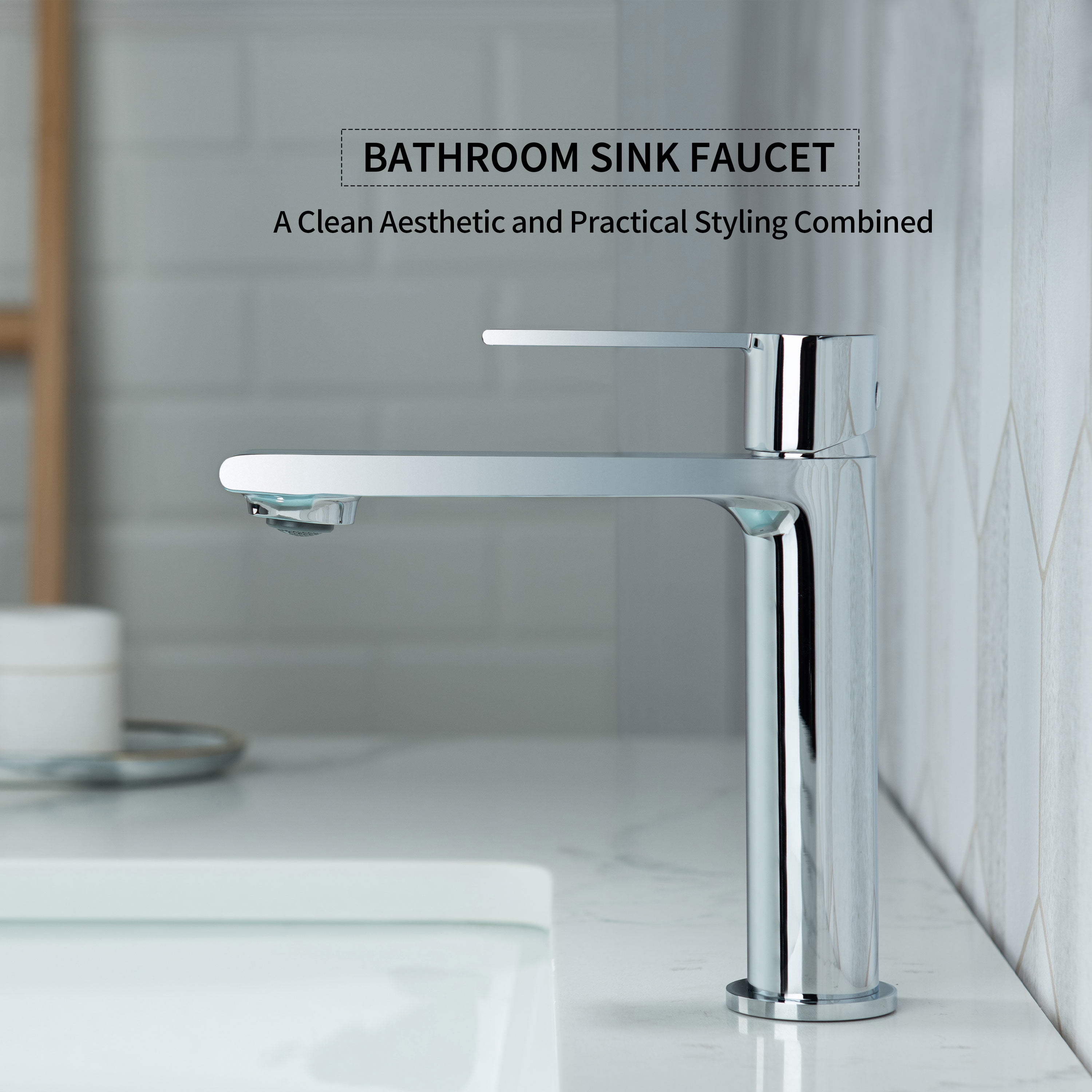 Casta Diva Chrome Single Handle Bathroom Sink Faucet for 1 Hole Sink, Brass Vanity Faucet incl. Deckplate