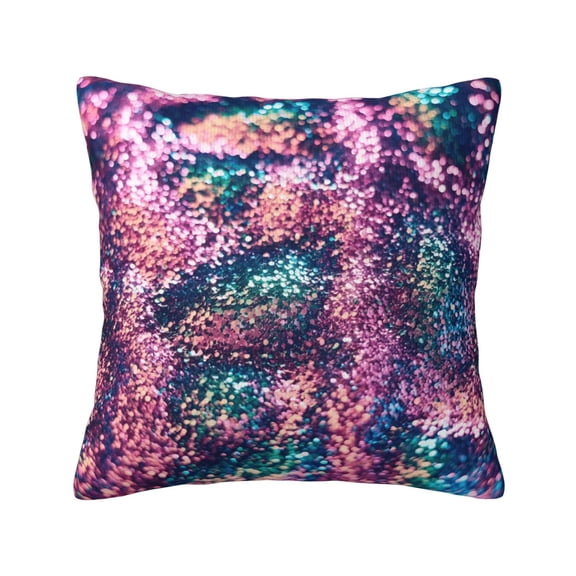Throw Pillow Cover 18 X 18 Inch Glitter Sparkles Decorative Cushion Cover For Sofa Chair Couch Bedroom Living Room