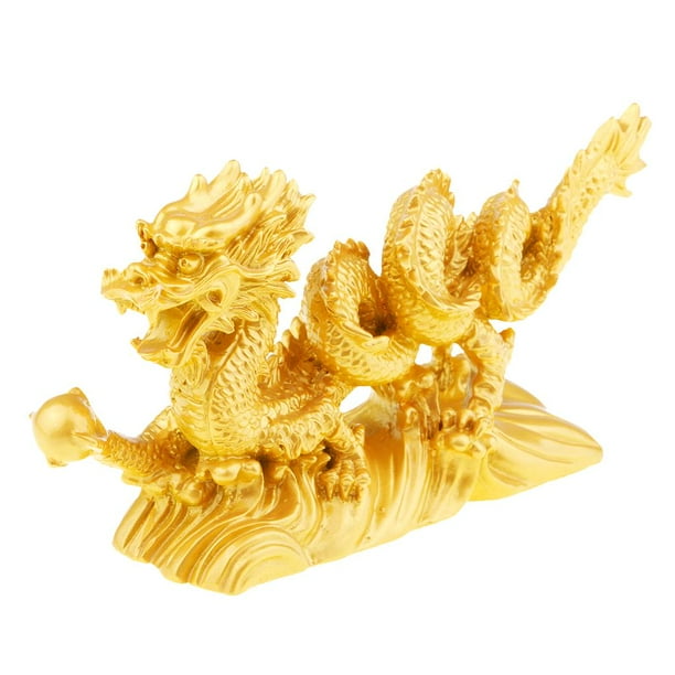 1 Pieza Chino Fenghsui Dragón Dragón Escultura Estatuilla Decoración para hogar Cobre / Oro
