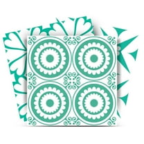 HomeRoots 6" X 6" Light Green And White Geo Peel And Stick Removable Tiles