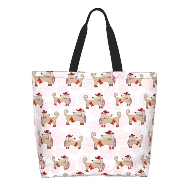 Easygdp Dachshund Dog Puppy Bolsas Tote para Mujer, Bolsos de Hombro para Viaje, Bolsos de Mano de Gran Capacidad para Compras y Trabajo