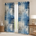 thumbnail image 2 of Homewish Blue Abstract Plaid Blackout Curtains Set of 2 (52x84 Each),Geometric Art Curtain, 2 of 6