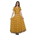 thumbnail image 2 of Moomaya Printed Cold Shoulder Cotton Crop Top Skirt Set Party Wear Ethnic Set, 2 of 6