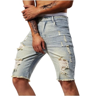 Jeans W40 Herren Denim Shorts Stretch Slim Fit - Knielang, Aus 98% Baumwolle, Größen 30-40, Perfekt Für Den Sommer Denim Shorts Stretch Slim Fit Jeans Sommer Herren Gr. 30-40