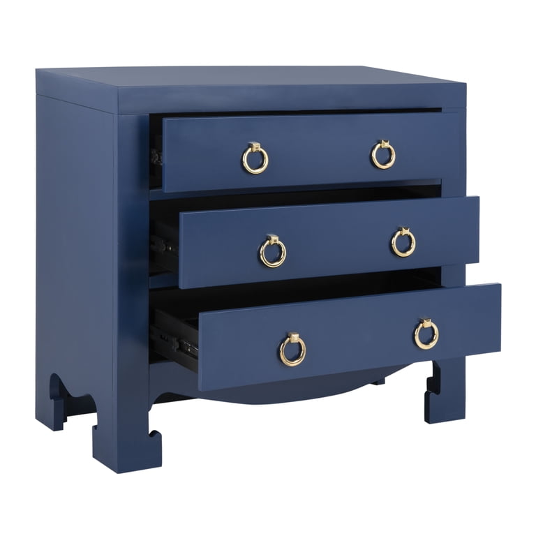SAFAVIEH Dion Classic Solid 3 Drawer Chest, Lapis Blue/Gold