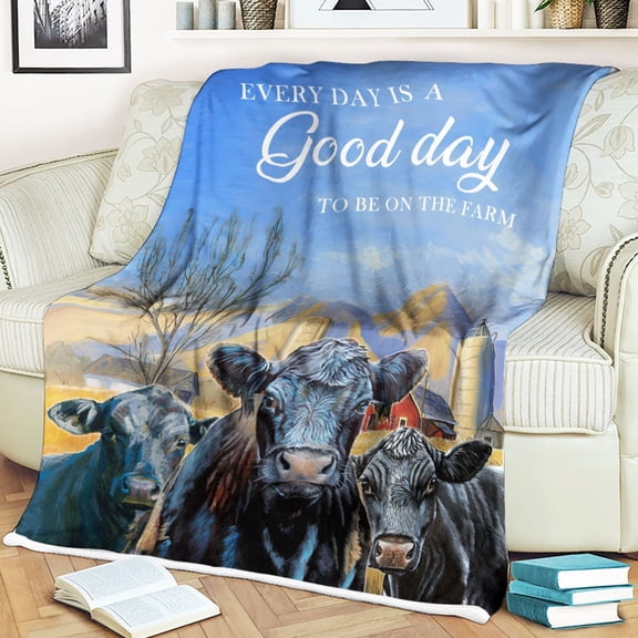 Black Angus - Everyday Is A Good Day Blanket, Farmer, 30x40in Fleece Blanket