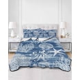 thumbnail image 2 of Twin XL Quilt Bedding Set, Navy Blue Coastal Reversible Summer Quilt 3 Pieces, Nautical Coral Starfish Shell Octopus Sea Lightweight Bedspreads Coverlets with 2 Pillow Shams for All Seasons, 2 of 5
