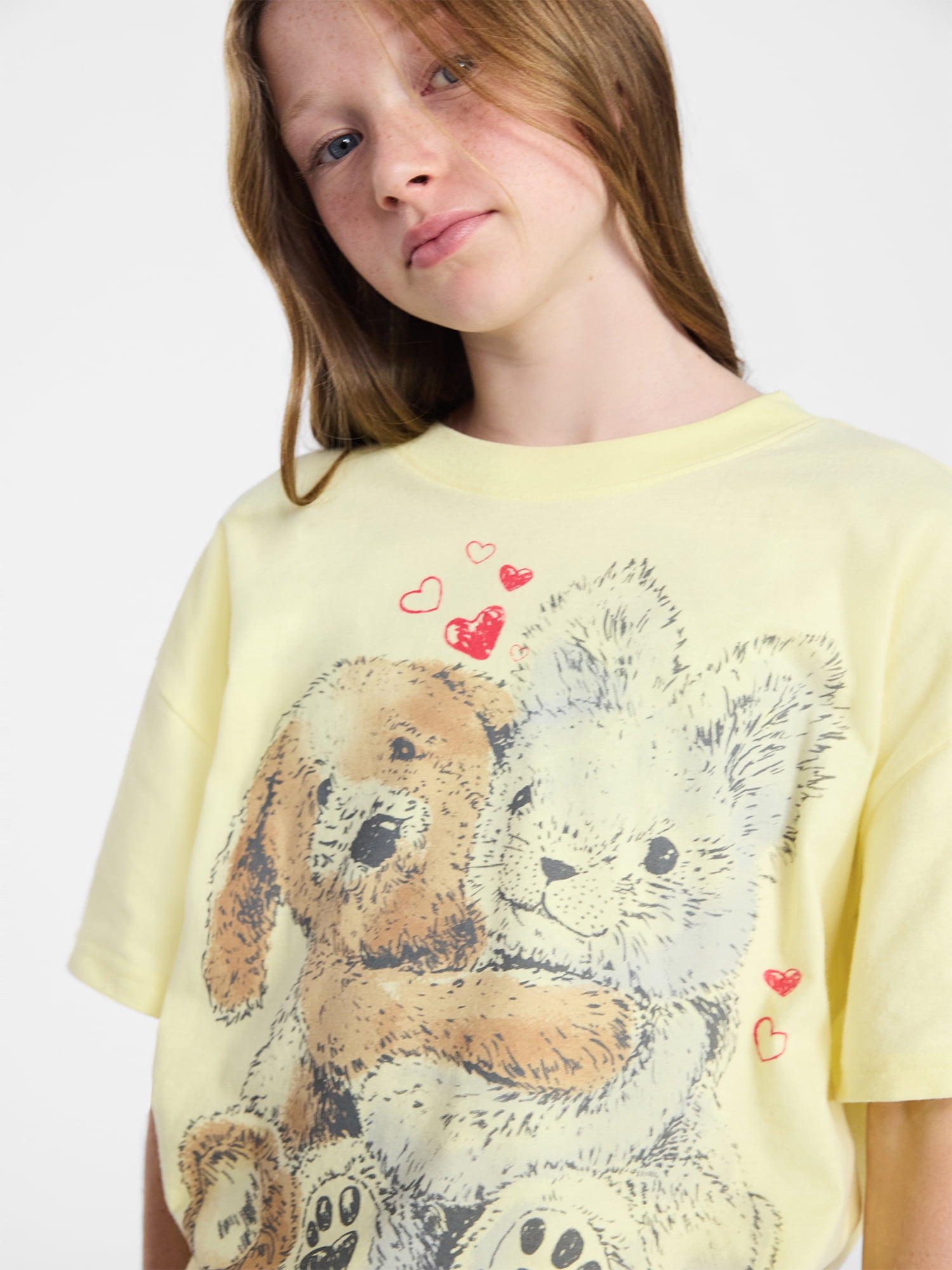Weekend Academy Girls Oversized Graphic Tee with Short Sleeves, Sizes 4-18