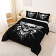 thumbnail image 2 of Homewish Gothic Halloween Skull Full Size Comforter Sets,3D Skeleton Pattern Bedding Comforter Set,Black White,Black Reversible,3pcs,1 Comforter and 2 Pillowcases, 2 of 7