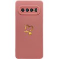 thumbnail image 4 of for Galaxy S10 Plus Case(Not fits S10),Cute Bling Plated Gold Love Heart with Anti-Fall Camera Lens Cover Protection Soft Anti-Fingerprint Phone Case for Samsung Galaxy S10+ 6.4", Pink, 4 of 13