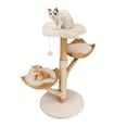 thumbnail image 3 of BingoPaw Wood Cat Climbing Tree Activity Tower with Plush Cushion Sisal Scratching Post for Multiple Cats, 3 of 12